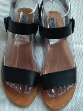 Steve Madden Black & Tan Two-Strap Women's Sandals